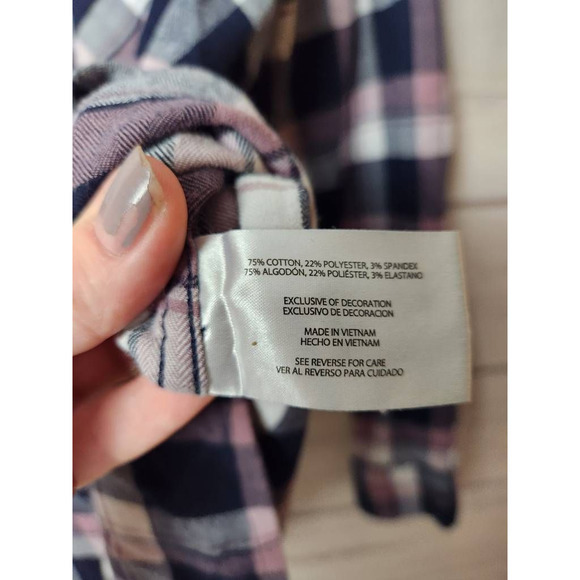 Orvis Womens Button Up Shirt Black Plaid‎ Long Sleeve Collar Stretch Pockets L - Picture 6 of 6